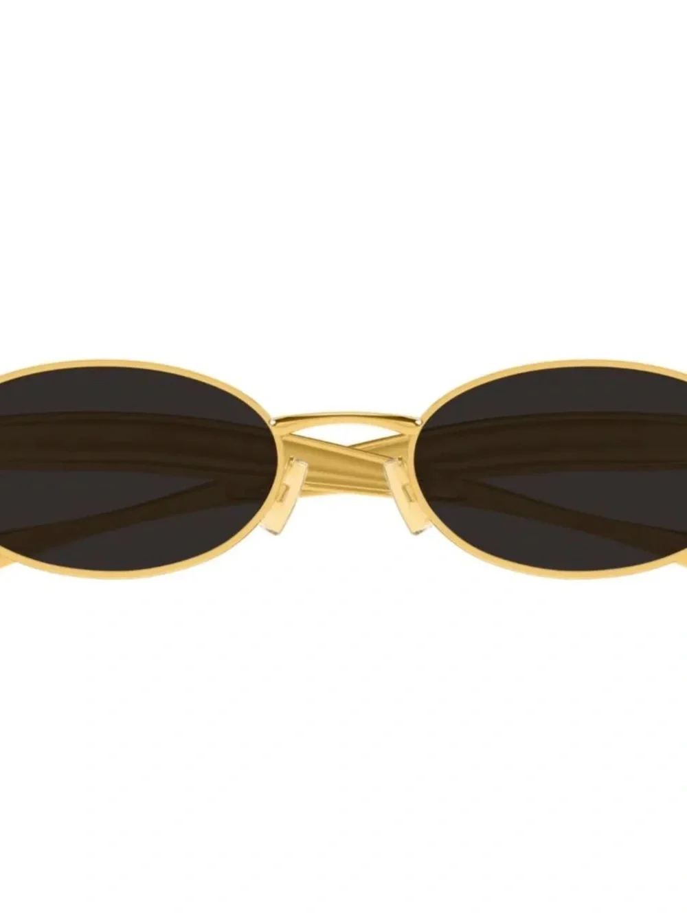 Bottega Veneta Gold Sardine Oval Sunglasses with Black Lenses